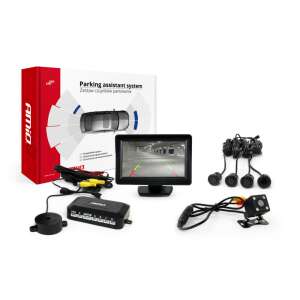 Parkoló asszisztens rendszer 4 érzékelővel, tolatókamera és 4,3 hüvelykes monitor - AMiO