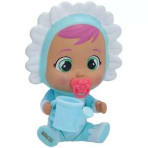 Păpușa Cry Babies Magic Tears Happy Flowers, Mila, îmbrăcată într-o rochie albastră și albă cu o glugă de floare - IMC Toys