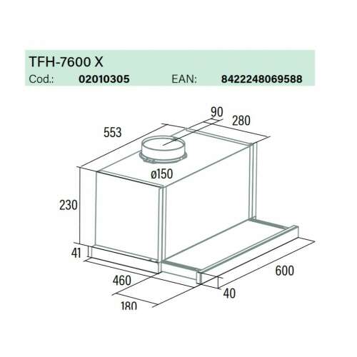 Cata TFH-7600 X Beépíthető Kihúzható páraelszívó