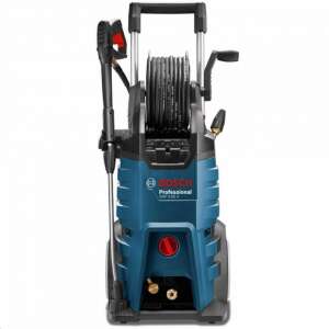 Bosch GHP 5-75 X Professional magasnyomású mosó, kék és fekete, tömlőtekerccsel, elülső nézet - Kert