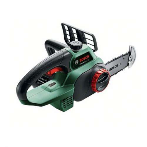 Piła łańcuchowa Bosch UniversalChain 18, akumulatorowa, 18V, zielona i czarna, widok pod kątem
