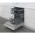 Whirlpool WIC 3C34 PFE S built-in dishwasher, open, showing the upper and lower racks