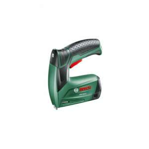 Bosch PTK 3,6 LI cordless stapler, green and black, angled view - Bosch Industrial stapler