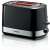 Bosch TAT6A513 2-slice toaster, black with stainless steel accents, front view