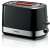 Bosch TAT6A513 2-slice toaster, black with stainless steel accents, front view