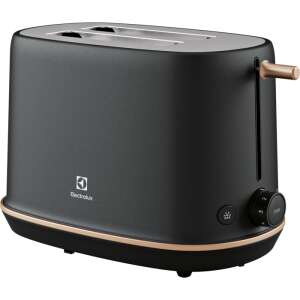 Electrolux E7T1-6BP Toaster, schwarz mit Kupferrand, schräge Ansicht - Toaster und Standmixer