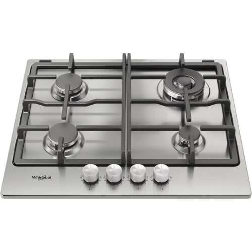 Whirlpool TKRL 661 IX EU beépített gáz főzőlap, 60 cm, 4 főzőzóna, öntöttvas grill, elektromos gyújtás, Inox