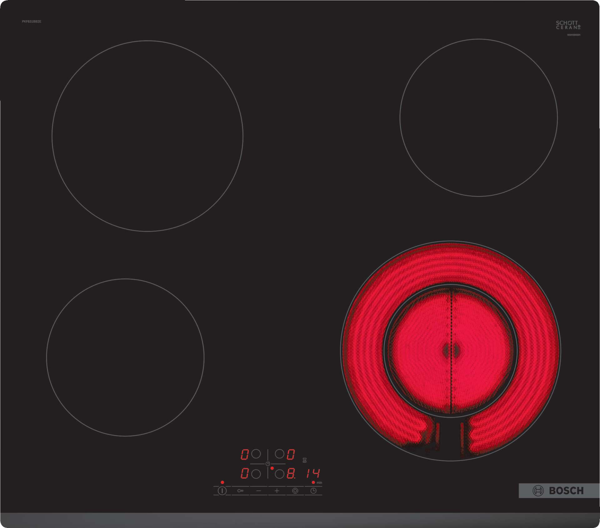 Bosch PKF631BB2E Üvegkerámia főzőlap, 60cm, 4 főzőzóna, TouchSele...