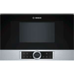 Вградена микровълнова печка Bosch BFR634GS1, неръждаема стомана, черно стъкло, цифров дисплей - Bosch