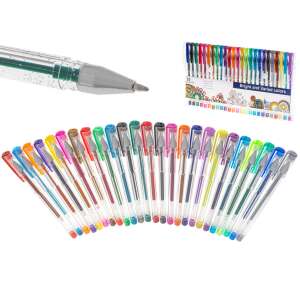Set of 25 coloured glitter gel pens.