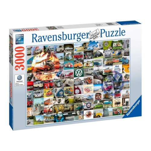 Puzzle Ravensburger 3000 elementów z kolażem zabytkowych samochodów dostawczych Volkswagena