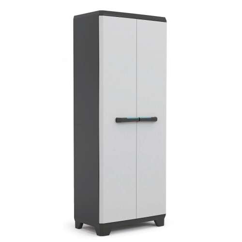 KETER Linear Tall Aufbewahrungsschrank, hellgrau, 173 cm, Kunststoff, zwei Türen