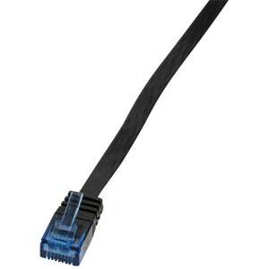 LogiLink CAT5e UTP Flat Patch Cable, 0.5m, black, blue RJ45 connector - Cable
