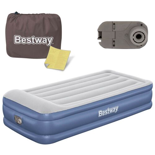 Bestway Tritech single inflatable mattress with carrying bag, repair patch and integrated pump