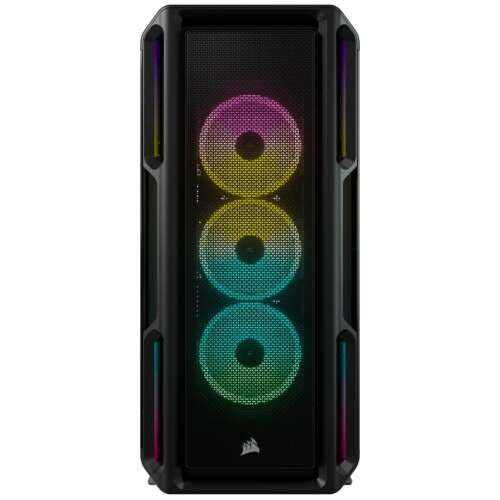 Corsair CC-9011230-WW Midi Tower számítógép ház, elülnézet RGB ventilátorokkal