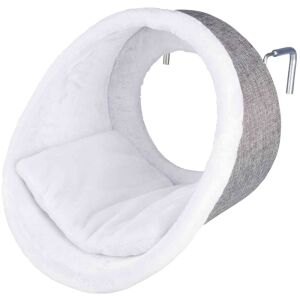 Legowisko dla kota Trixie na kaloryfer, szaro-biała pluszowa jaskinia dla kota, widok pod kątem - Legowisko dla kota