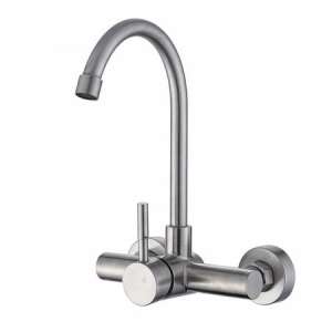 TRENDY S wall mounted kitchen faucet, satin stainless steel - Trendy S Faucet
