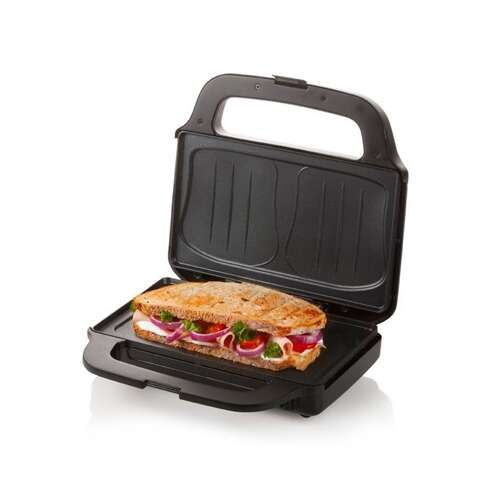 Domo DO9195C Big Croque aparat de sandwich, deschis cu un sandviș în interior