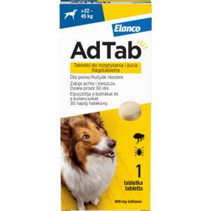 AdTab kullancs és bolha elleni rágótabletta kutyáknak (1 tablettás kiszerelés | 22 - 45 kg | 900 mg) 82536748 Bolha- és kullancsriasztó