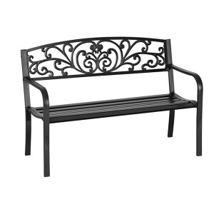 Timeless Tools kétszemélyes fém kerti pad dekoratív levél mintás háttámlával - Timeless Tools