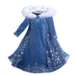 Elsa dress with fur collar for girls, Frozen costume, blue dress with snowflakes, princess dress - OEM