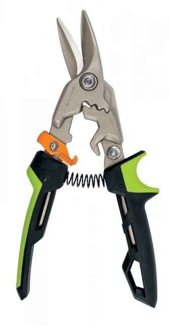 Fiskars PowerGear Aviation Jobbkezes Lemezvágó Olló, Fekete-Zöld