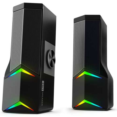GoGEN PSU103 2-in-1 PC speakers with RGB lighting, black