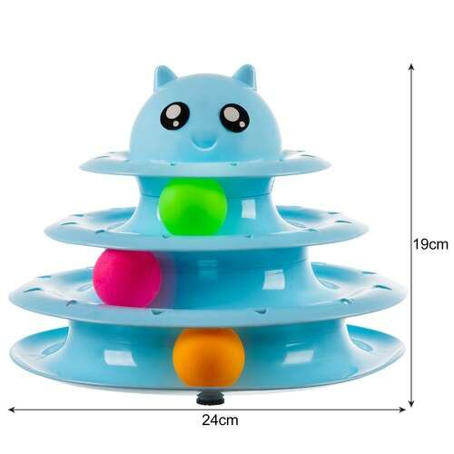 3 szintes torony alakú macskajéték színes labdákkal – hosszú időre leköti és lefárasztja a cicákat