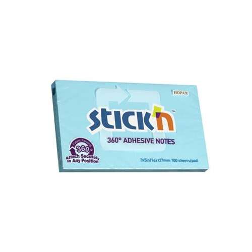 Stick'n 360° Haftnotizen, 76x127 mm, 100 Blatt, blau