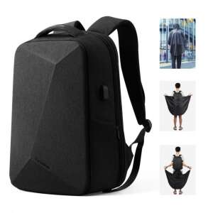 Mark Ryden MR9405YY black backpack with TSA lock, USB port, and waterproof cover, showing the backpack from the front and side, and a person wearing the backpack - Laptop backpack