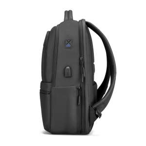Mark Ryden laptop backpack, black, side view, 15.6 inch, water resistant, anti-theft - Laptop backpack