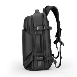 Mark Ryden MR9711 black laptop backpack, side view, water resistant, USB port, 15.6 inch laptop compatible - Laptop backpack