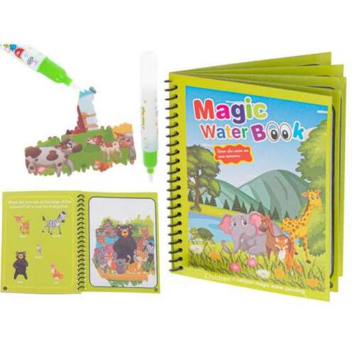 Cartea Magică cu Apă Animale din Savană Carte de Colorat cu Stilou cu Apă