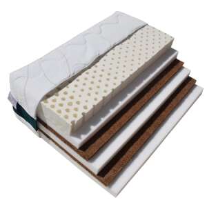 Best Sleep Super Ortopéd Latex Luc mattress cross-section showing layers of latex, coconut fiber, and bamboo cover - Furniture