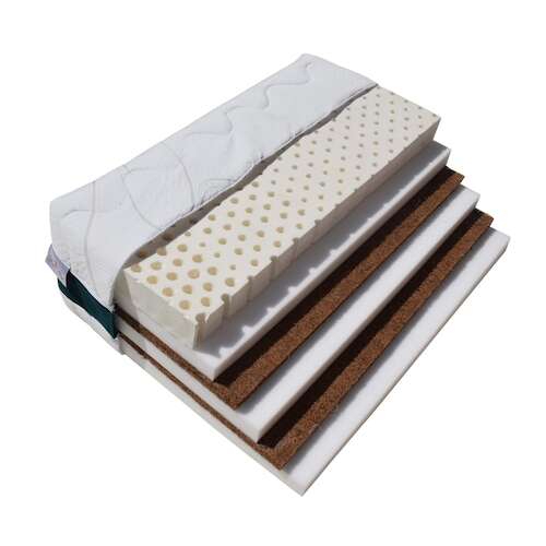 Best Sleep Super Ortopéd Latex Luc mattress cross-section showing layers of latex, coconut fiber, and bamboo cover
