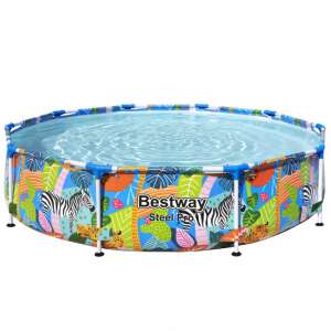 Bestway Steel Pro Tropical fémvázas medence, 3.05m x 66cm, zebra és dzsungel mintával - Bestway