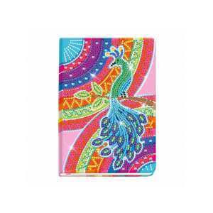 Diamond Painting Journal mit Pfauen-Design von Toom, komplettes Set mit Journal, Diamant-Stift, Wachs, Sortiertablett und über 2500 Strasssteinen - Kunst & Hobby