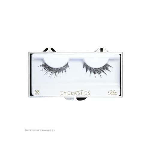 Ezüst csillogó műszempilla pár átlátszó műanyag tokban