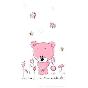 Best4Baby Pink maci virágokkal dekor babafüggöny 63116330 Függönyök gyerekszobába