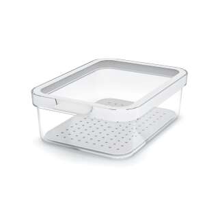 Recipient de depozitare pentru frigider Rotho Cauma transparent de 1,2 l cu capac alb și insert detașabil - Cutii alimentare