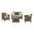 Zestaw mebli ogrodowych Venus 4-osobowy w kolorze brązowym, z dwoma fotelami, dwuosobową sofą i stolikiem kawowym, z poduszkami