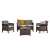 Zestaw mebli ogrodowych Venus 4-osobowy w kolorze brązowym, z dwoma fotelami, dwuosobową sofą i stolikiem kawowym, z poduszkami