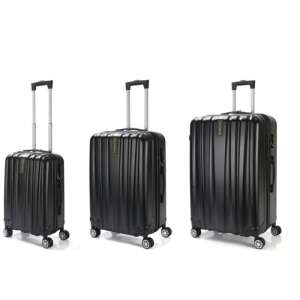 Royalty Line® 3 db-os keményfalú bőrönd szett, 4 db dupla kerékkel - fekete 78120244 Öltözködés kiegészítő