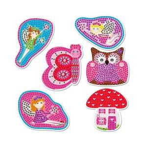 Galt Fairy Sparkle Mosaics craft kit, 6 sparkly mosaics to make, fairies, butterflies, owls, mushroom house - Diamond painting kit