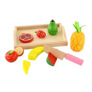 Set de jucării cu fructe feliabile cu cuțit și tavă din lemn - Joacă alimente