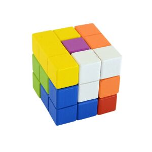 Soma Cube Puzzle - 7 Piece Wooden Brain Teaser Toy - Logic Game