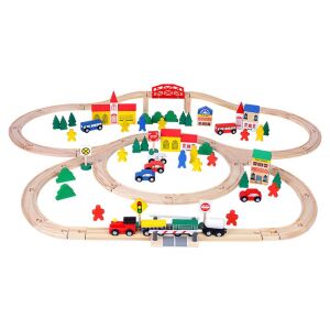 Mega - drevená vlaková súprava - 104 x 90 x 80 cm - 100 kusov 131797592 - Nonbrand Vlak, železničný prvok, diaľnica
