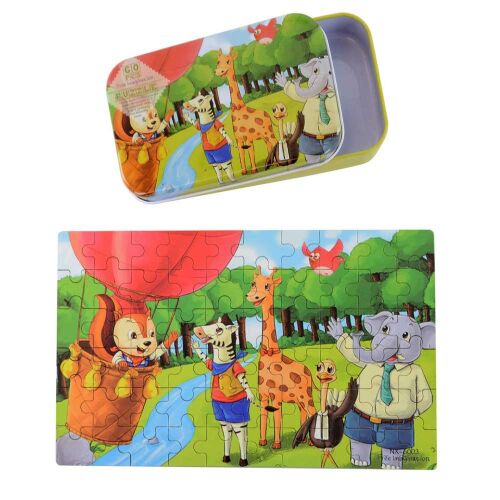 Vidám Állatos Puzzle, 60-piece animal puzzle in tin box