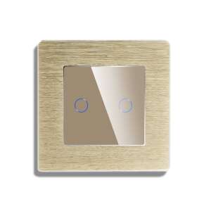 LUXION Dupla Alternatív Váltó Üveg Érintőkapcsoló Alumínium keret RF433 elülső nézet - Okos eszköz