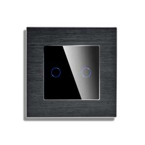 LUXION Dupla Alternatív Váltó Üveg Érintőkapcsoló Alumínium keret RF433 okoskapcsoló két érintőgombbal és kefélt alumínium kerettel - Okos eszköz